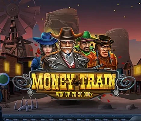 Money Train slot logo by Relax Gaming at Casino Kingdom